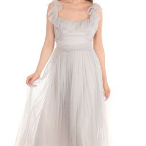 LUISA BECCARIA Tulle Fit & Flare Dress Gray